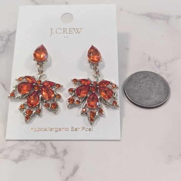 J.Crew Factory Crystal Leaf Statement Earrings - Picture 3 of 5